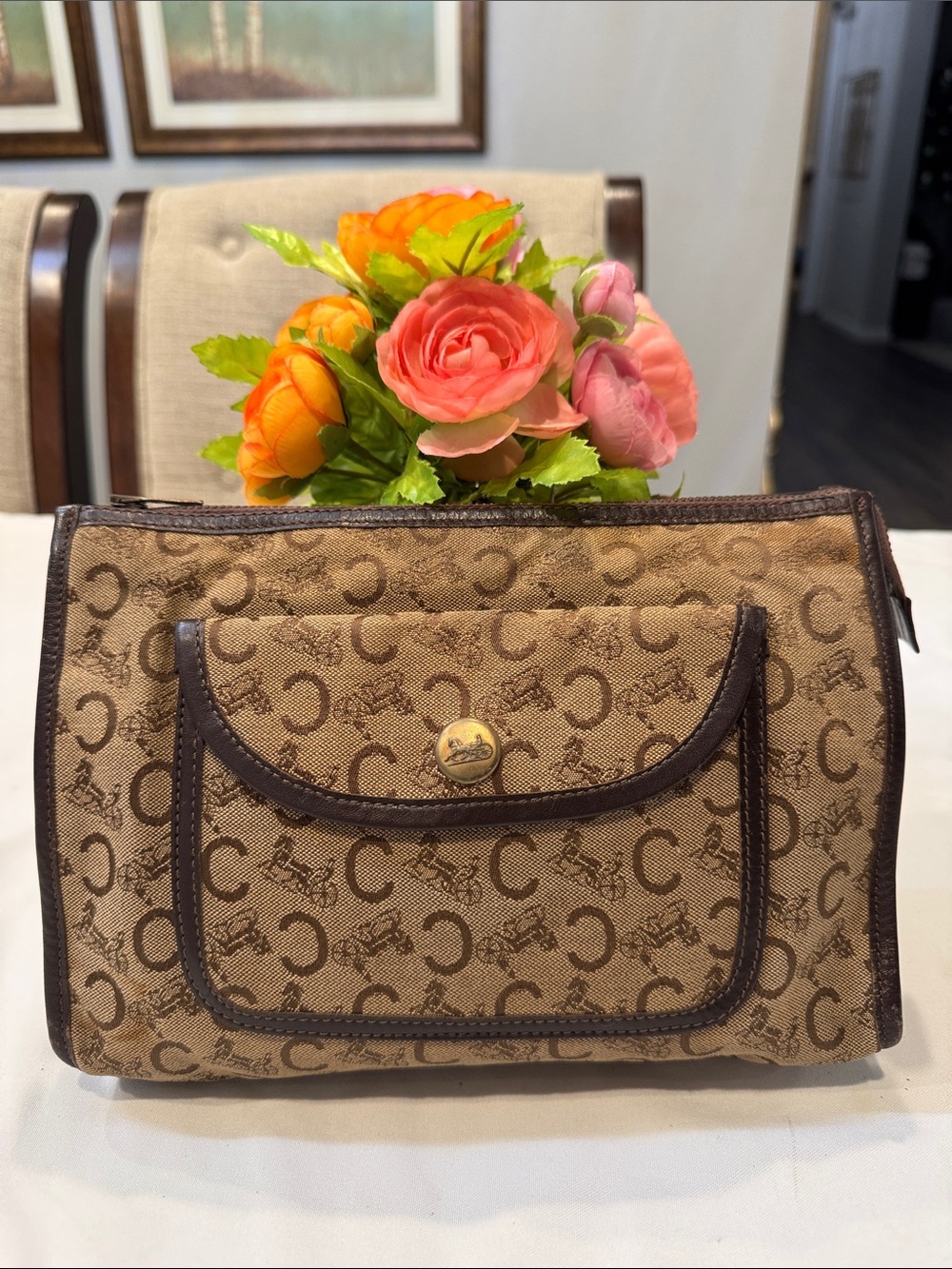 Authentic Celine Brown Monogram Clutch